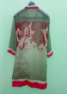 Elegant Sheer Kurta with Pink Border