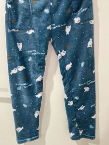 Blue bear and stars fleece warm pyjama