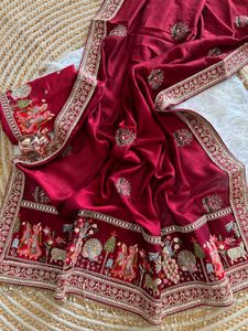 Exquisite Embroidered Silk Saree