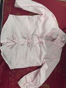 Pink Striped Button-Up Top