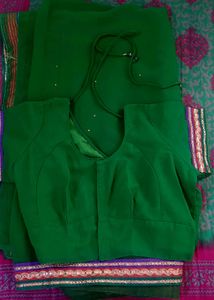 Beautiful Green Saree with Embellishments