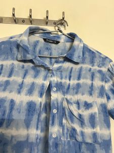 Blue Tie-Dye Cropped Shirt
