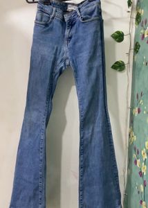 Flared Blue Denim Jeans