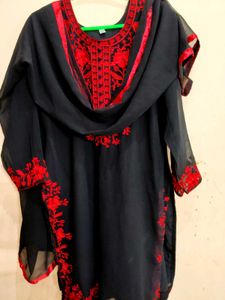 😇✨Black Pakistani Kurta with Red Embroidery❤️