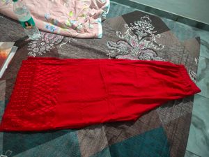 Red chikankari plazo