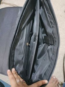 Black Leather Like Messenger Bag