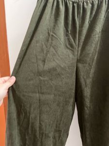 Olive Green corduroy Wide Leg Pants