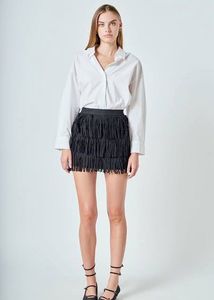 Faux Seude Fringed Y2K tiered Mini Skirt