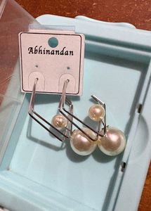 Elegant Double Pearl Drop Earrings