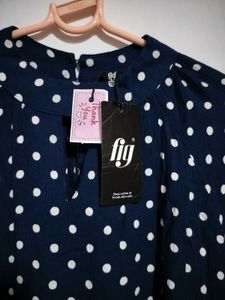 Navy Blue Polka Dot Top