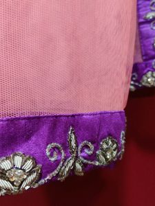 Beautiful White Hand Work Three Layer Flairy Lehan