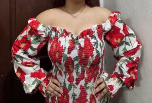 Floral Print Smocked Dress