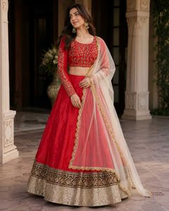 red lehenga (unstitched)