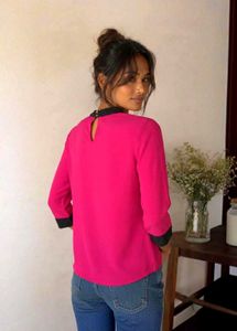 Pink Tie-Neck Top