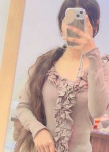 Frilled V-Neck Top