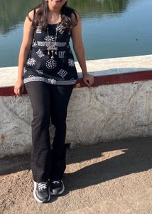 Stylish Black & White Printed Kurti