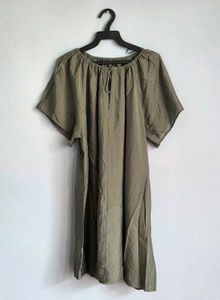 Olive Green Relaxed Fit Midi Dress H&M