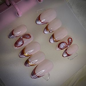 Red Cat Eye French Butterfly Press On Nails