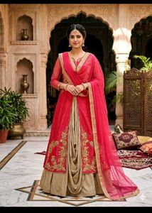 Elegant Red & Gold Embroidered Lehenga Set