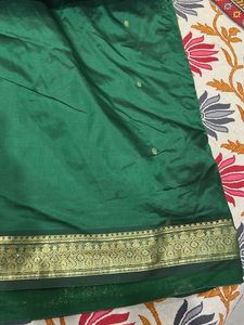 Elegant Emerald Green Silk Saree