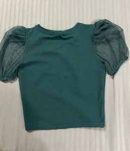 Green Puff Sleeve Top