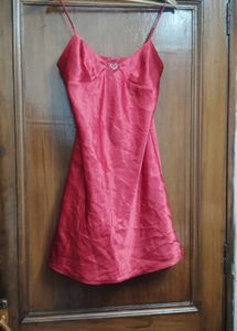 red Satin Slip Dress