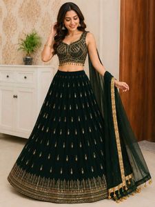 ✨ Elegant Dark Green Designer Lehenga Set ✨
