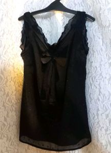 Sexy Black Sheer Bow Top