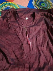 Maroon Cotton Kurta with Tassel Detail