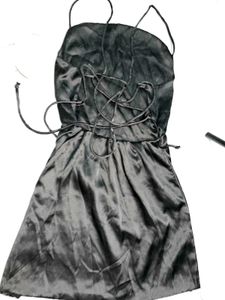 Black Backless &amp; Sleevless Short Dress