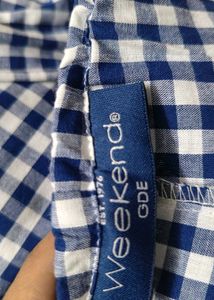 Blue Checkered Palazzo Pants