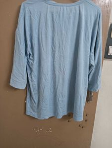 Light Blue Embroidered Flower Top
