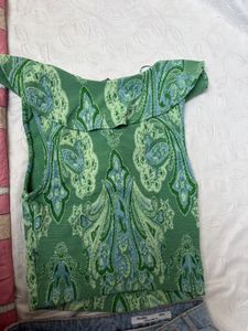 Zara Boho Ruffle Paisley Print Top