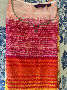 Vibrant Striped Knee-Length Dress