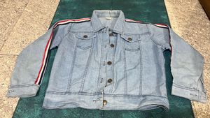 Blue Denim Jacket with Stripe Details