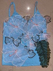 Blue Floral Applique Cami Top
