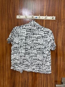 Graphic Print Button-Up Shirt