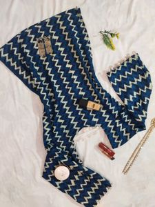 Stylish Blue Zigzag Print Kurta