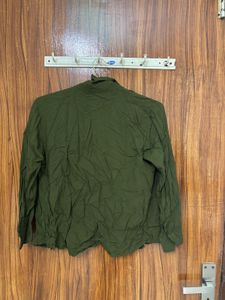 Olive Green Collared Button-Down Shirt