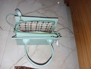 KRAZYKAT Baby Blue Handbag with Scarf Detail