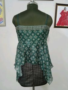 Sheer Printed Cami Top with mini skirt