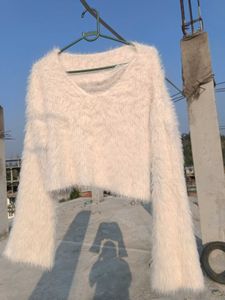 Fluffy White Crop Top