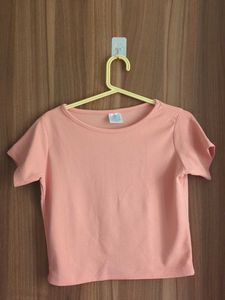 Salmon Pink Basic Crop Top