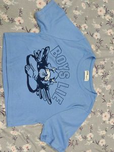 Cute Baby Blue Graphic Crop Top