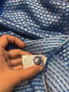 Blue Patterned Button-Down Top