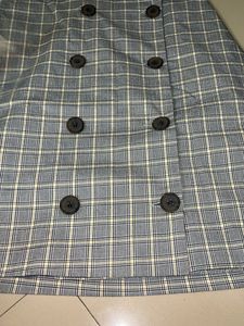 Plaid Double-Breasted Skirt