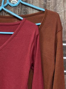 Ribbed Long Sleeve Tops (2 Pack)