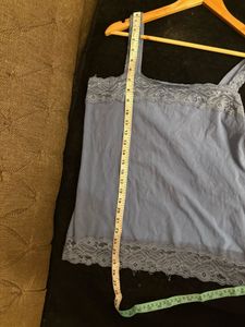 Lace Trimmed Blue Cami Top