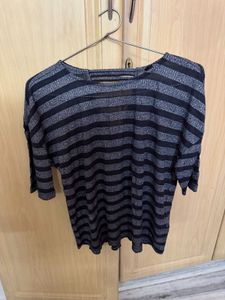 Striped Sheer Knit Top