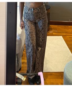 Snake Print High-Waisted Jeans